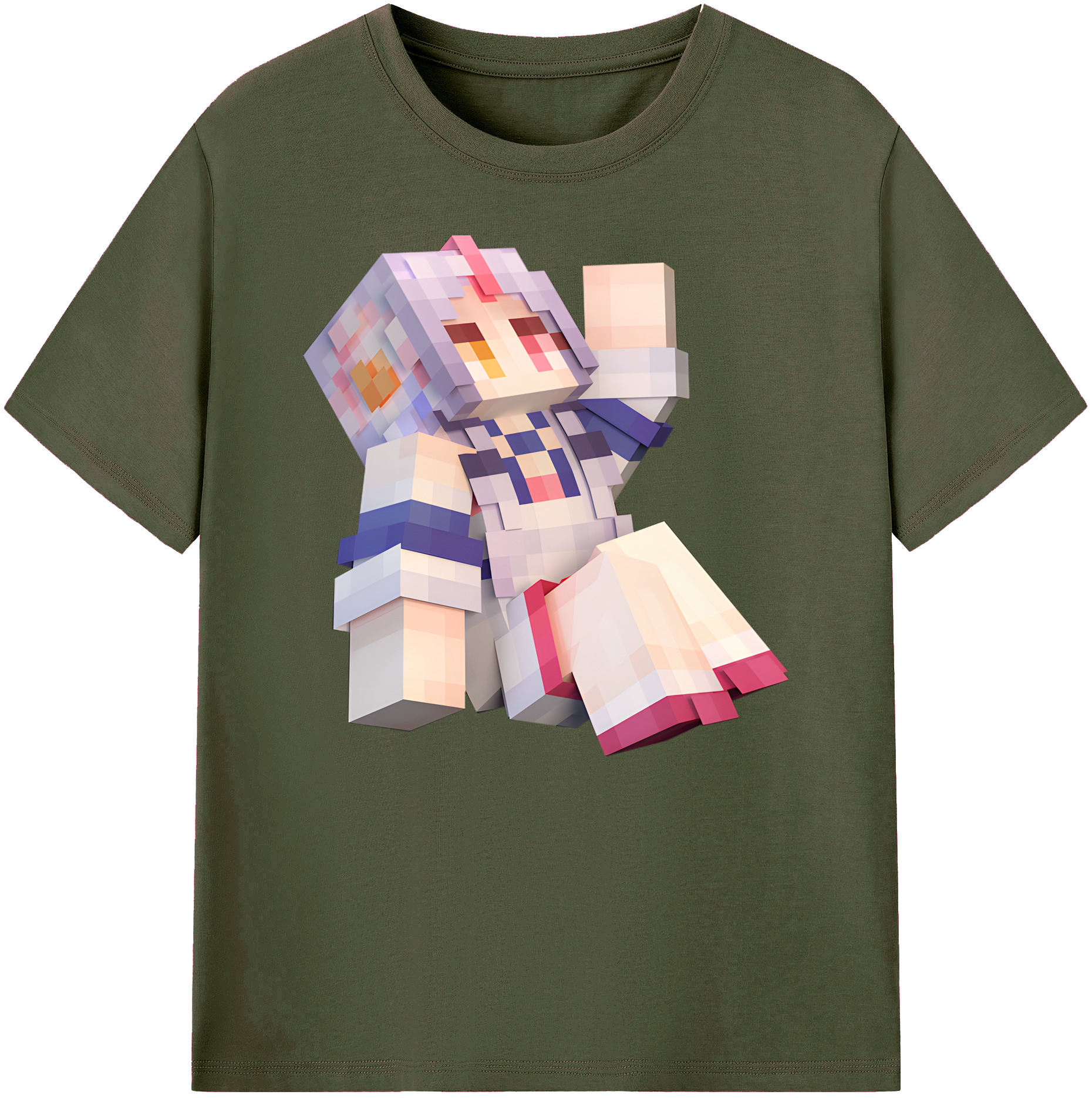（画像用） マインクラフト ブロックの世界 Minecraft MC Block world 綿100％ メンズ半袖Tシャツ｜肌触りやわらか＆通気性